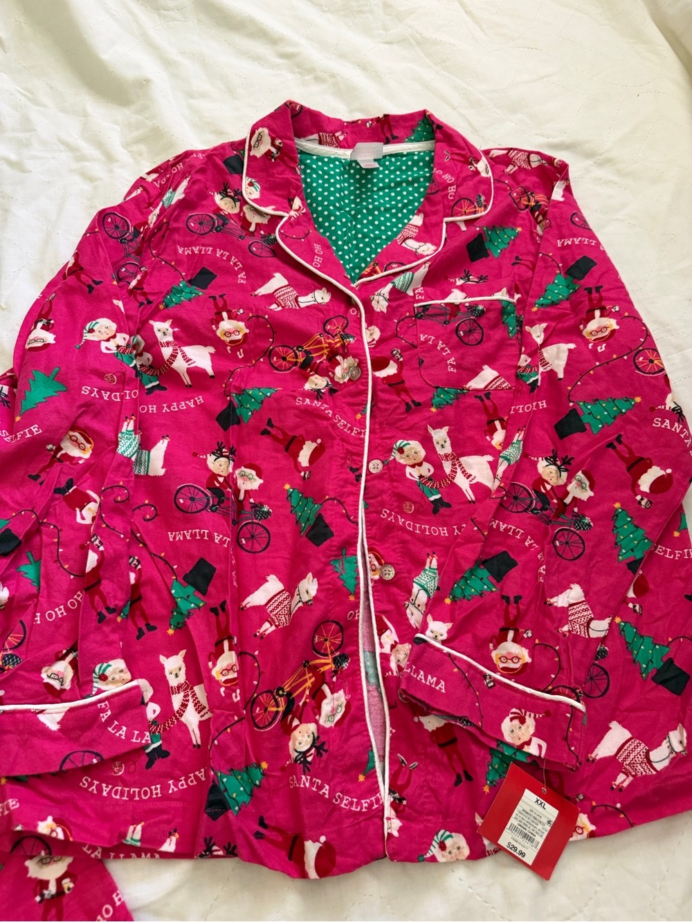 Wondershop Hot Pink Holiday Llama Print Pajama Top